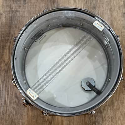 Ludwig L-404 Acrolite 5x14" 8-Lug Aluminum Snare Drum with Rounded Blue/Olive Badge 1980’s image 7