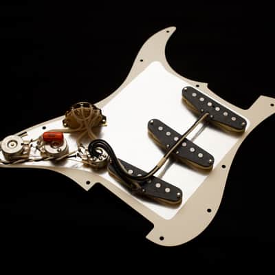 Polaris Loaded Strat Pickguard with Handwound Alnico 2 Pickups, CTS Pots, Orange Drop Capacitor, and Switchcraft Jack image 1