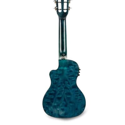 Lanikai Quilted Maple Blue Stain Concert Acoustic/Electric Concert Ukulele +Case | Authorized Dealer image 4