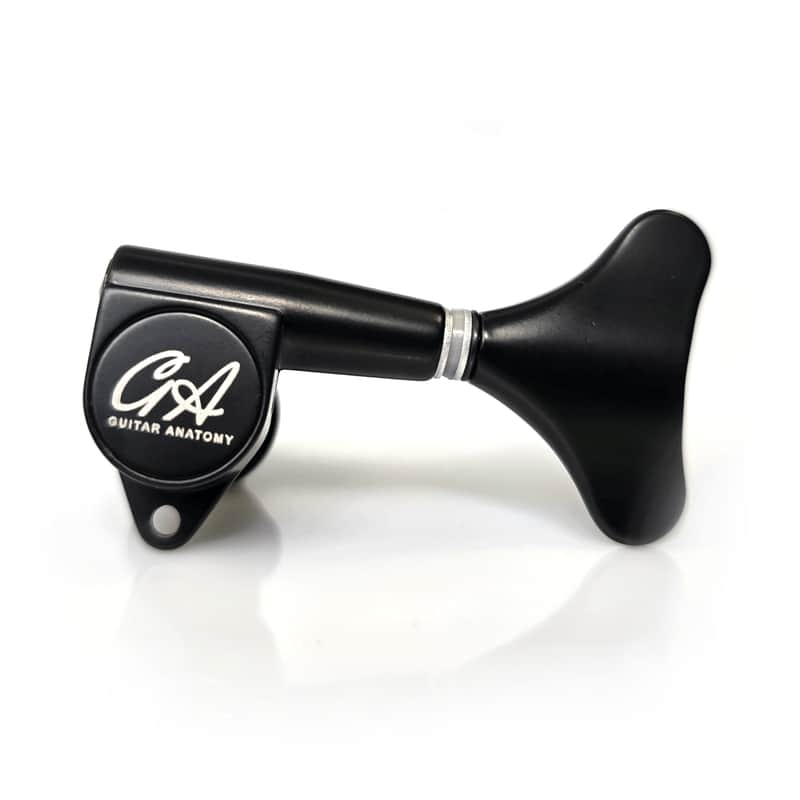 RIGHT HANDED Guitar Anatomy Pro Bass Tuners – 1:18 Gear Ratio Machine Heads for Bass Guitars - Black image 1