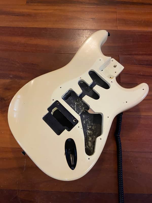 1989 Fender Squier MIK White Strat Stratocaster Body Floyd Rose Vintage HSS 80s image 1