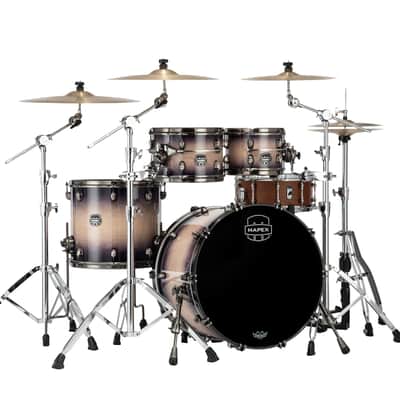 Mapex Saturn Evolution Classic Maple Exotic Violet Burst Lacquer Black Brushed Hardware 4pc Drums Shell Pack 22x16_10x7_12x8_16x14 | Authorized Dealer image 1