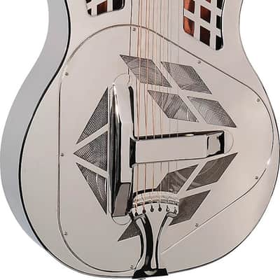 Recording King RM-991-S Squareneck Tricone Parlor Resonator Acoustic Guitar, Bell Brass Body, Nickel image 2