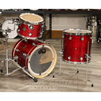 DW Performance 3pc Lacquer Drum Set 18/12/14 Cherry Stain image 2