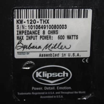 Klipsch KW-120-THX Ultra2 Passive Subwoofer USED Perfect cond Fully tested image 8