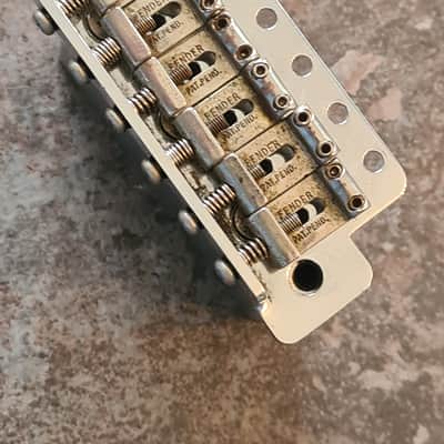 Vintage Fender Stratocaster Tremolo bridge with pat pend saddles . image 1