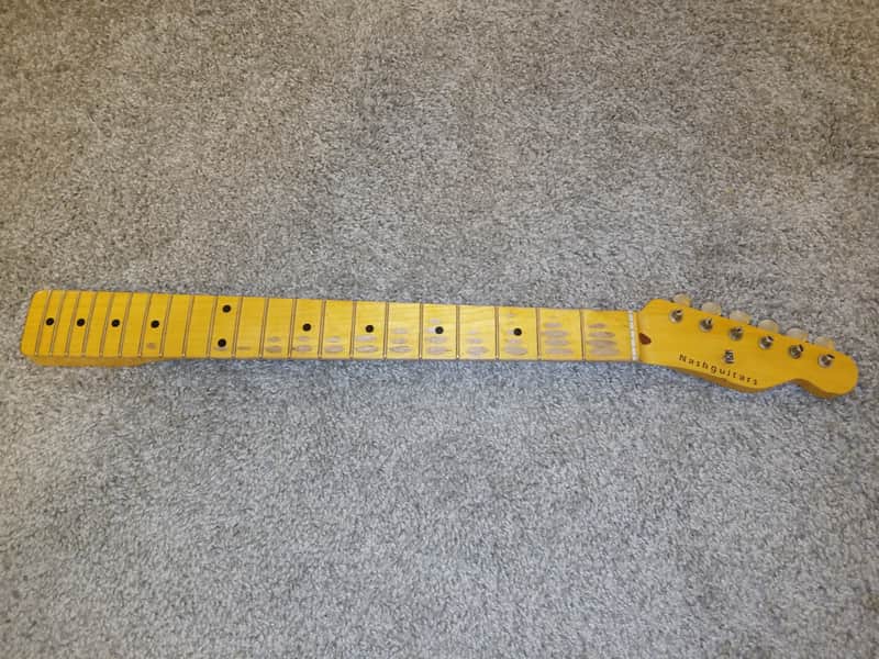 Nash T52 Telecaster Maple Neck with Tuners - Boatneck/Soft V image 1