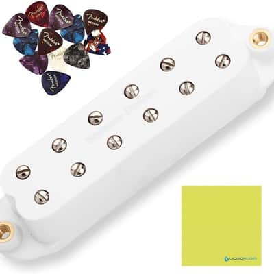 Seymour Duncan 11205-16-W JB Jr.™ Strat High Output Single Coil Sized Humbucker White Pickup Bundle w/ 12x Fender Guitar Picks, and Liquid Audio Polishing Cloth image 1