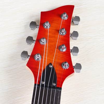 HH Custom 7 String Guitar, Cherry Burst Tiger Maple Top Body, Maple Neck image 7