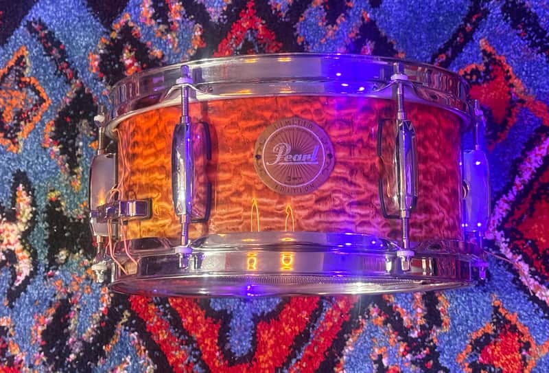 Pearl Popcorn Snare 10”x4” Limited Edition - Orange-Amber Sunburst Quilted Grain image 1