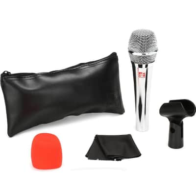 Liquid Audio sE Electronics V7 Supercardioid Dynamic Vocal Microphone in Chrome Finish Bundle w/Pig Hog PHM10 8mm Mic Cable Polishing Cloth image 5