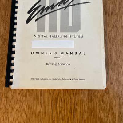 E-MU Systems Emax HD Original Owner’s Manual 1987