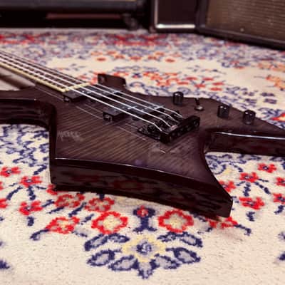 2000 B.C. Rich N.J. Neck Thru Series Warlock Bass - Made In Korea - Transparent Black w/ Coffin Case Bild 11