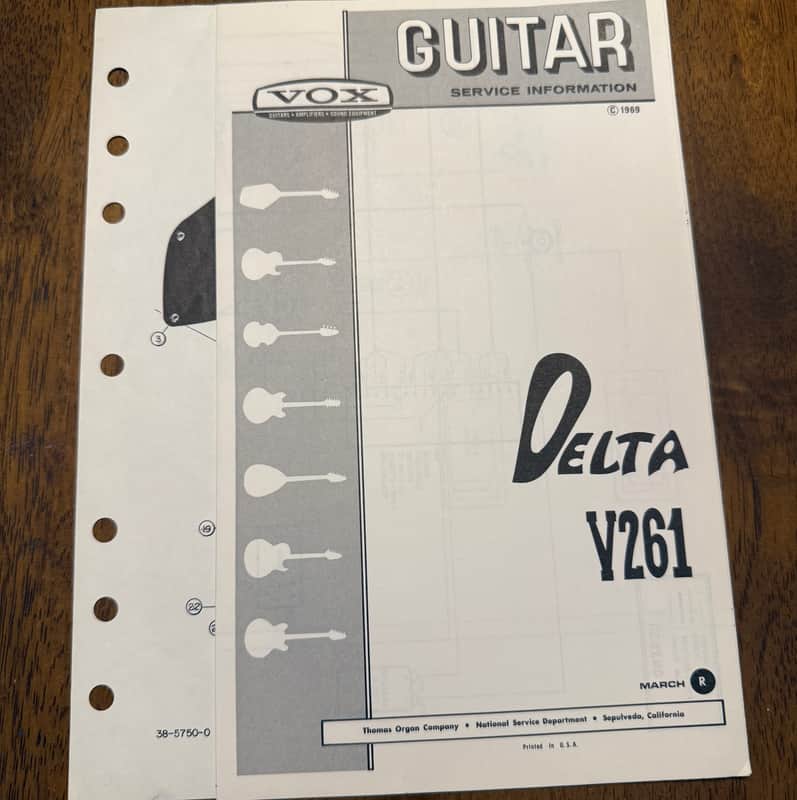Vox V261 Guitar Service Information 1969 Schematic Layout image 1