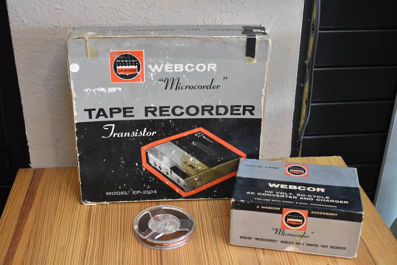 Vintage 60's Webcor EP-2104 Mircocorder Transistor Tape Recorder w/ AC Convertor image 1