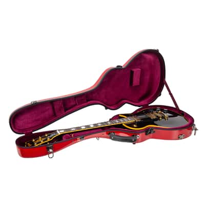 Crossrock Hard Shell Fiberglass Case for Les Paul Guitar with Backpack Straps in Red image 2