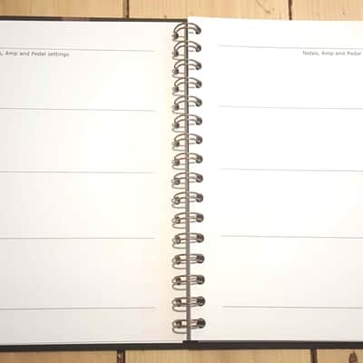 Guitarist's notebook for keeping tabs, chords, fretboard maps, lyrics, and amp settings. Hardcover. image 7
