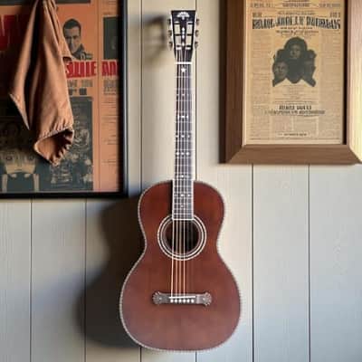 Washburn Victorian Parlor Acoustic Guitar, Vintage Brown image 2