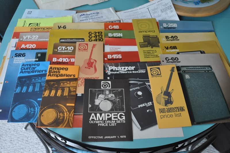 Ampeg Dealer sheets, price lists vintage catalog booklet brochure 1970's. Lots image 1