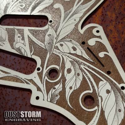 Atlantic Coral XGP Stratocaster Style Laser Engraved Guitar Body with Cherry Wood Veneer Pickguard and Tremolo Cover HSH, HSS, SSS Setups Available image 8