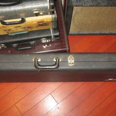1966 Fender Jazzmaster / Jaguar Case Black w/ Orange Interior image 3
