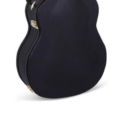 Crossrock Case - Hard-Shell Wooden Guitar Case - Fits Super Jumbo Fret Acoustic Guitars - Stainless Steel Latches, Sponge Lining, Metal Feet, Storage Space - Black image 3
