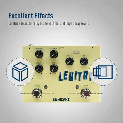SONICAKE Levitate  Dual Footswitch Stompbox Digital Delay and Reverb Guitar Effects Pedal,price include the import duty for US buyer image 3