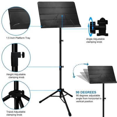 NEW Portable Music Stand + Carrying Bag and Music Sheet Clip Holder image 2