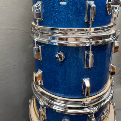 Vintage Apollo 1960s-1970s Drum Kit 5pc Set Import Blue Sparkle Toms Snare Kick image 15