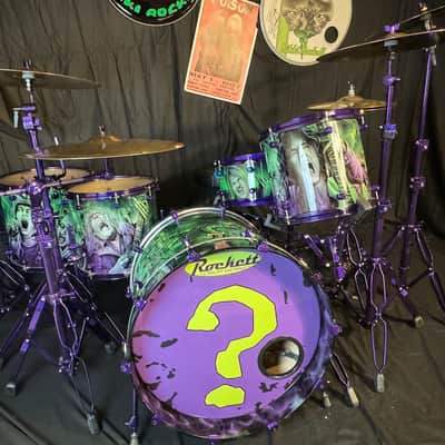 Rikki Rockett's Poison, Rockett Drum Works "Zombie" Kit: 22", 12", 14", 16", 6x14" Snare.  Purple Hardware 2012 - Custom Graphics By Craig Fraser. SIGNED! image 14