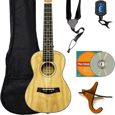 Barcelona Solid Top Ash Wood Concert Ukulele w/ Gig Bag image 1