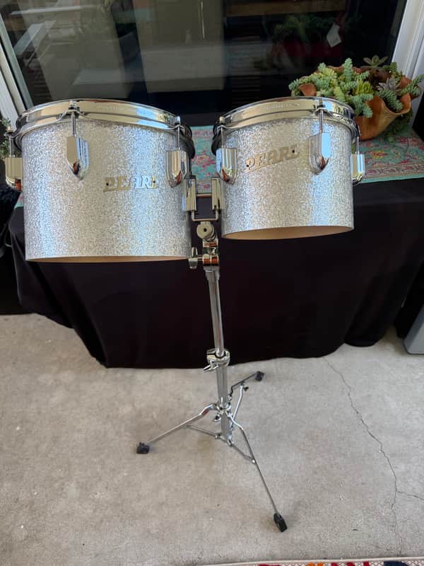 Pearl President Deluxe Concert Tom Set 8" and 10" with Stand Ct950 Silver Sparkle (PSD0810P/C450) imagen 1