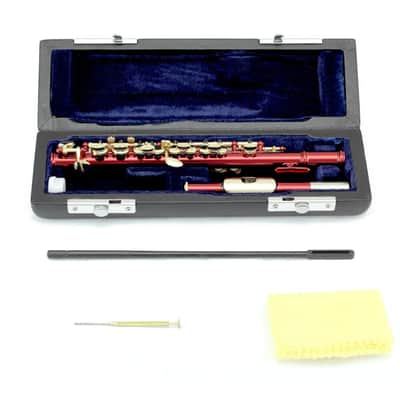 Red Piccolo Flute w Gold Keys LIMITED image 2