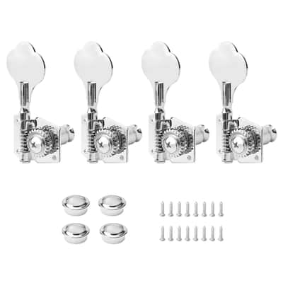 4R Open Bass Guitar Tuning Pegs Chrome - Vintage 1:22 Ratio Machine Heads for Electric Bass Jazz Bass, Replacement Parts for Right Handed 4-String Bass image 2