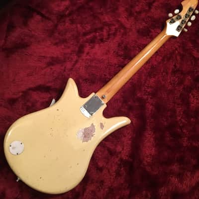 c.1966 Teisco SM-2L MIJ Vintage Guitar "Tulip"  Aged White image 8