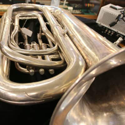 1960's Besson 3 Valve Vintage Bb Tuba 17" Bell Silver "50 Medals of Honor" image 12