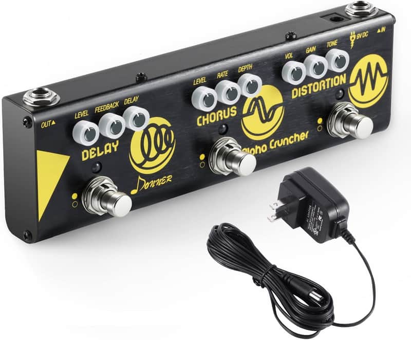 Multi Guitar Effect Pedal Alpha Cruncher with Delay Chorus Distortion Effects with Adapter image 1