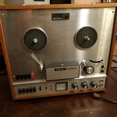 TEAC RESTORED A-1200U 3-head R2R 2-track 1/4" stereo 7" reel to reel recorder tape deck player 1970s - stained wood and stainless steel image 12