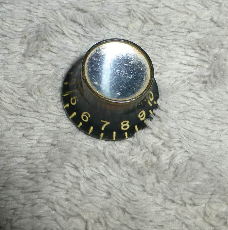 Gibson Vintage 1962 Silver Top Reflector Knob 1962 thru mid '70s Edge Blem Good image 1