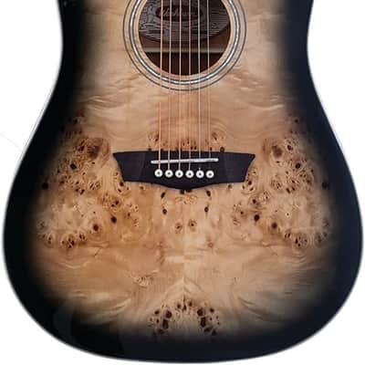 Washburn Deep Forest Burl 6 String Acoustic Guitar, Right, Black Fade (DFBDB) image 1