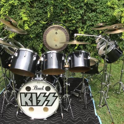 Pearl Peter Criss 1970’s KISS Alive 2  Drum Set Black/Chrome 14-Piece Fiberglass Concert Tom Drums image 22