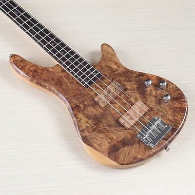 Custom 4 String Electric Bass, Burlwood Top Ash Body, Maple Neck, 24 Frets Fingerboard image 2