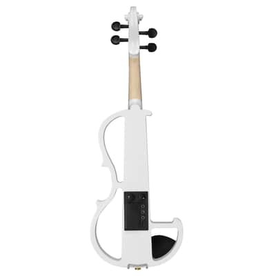Cxxss Full Size 4/4 Bunnel Edge Electric Silent Violin with Case Bow Rosin Headphone Connecting Line White image 3