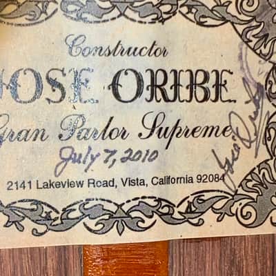 Rare 2010 Jose Oribe Jose Oribe Gran Parlor Suprema Natural, Brazilian Rosewood &  Western Red Cedar, Steel String Classical image 6