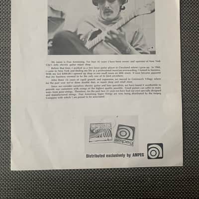 Dan Armstrong Ampeg 'Super Strings' Dealer Ad sheet Late 60s image 1