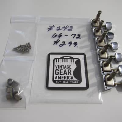 Fender F Tuners Six on a Side with Original Grommets and Screws Authentic Vintage Part Circa-1967-1974-Chrome image 3