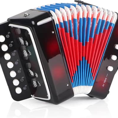 7 Key Kids Accordion, 3 Bass Mini Accordion Instrument, Lightweight and Durable Portable Design for Students, Children, Beginners to Practice (Black) image 1