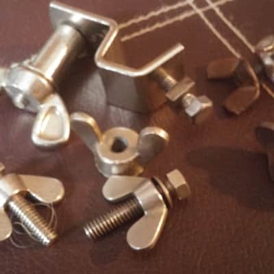 VINTAGE Ludwig WFL Leedy Slingerland NICKEL PARTS LOT Mouse Ear Wing Bolts MOUNT 40s 50s image 13