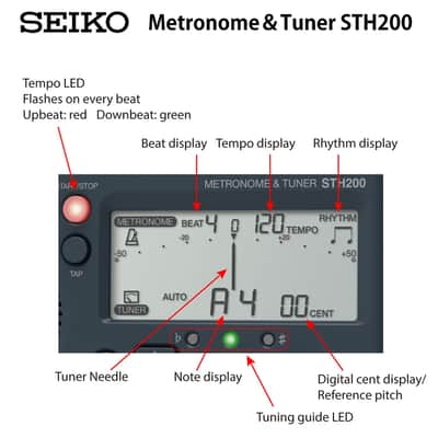 Seiko STH200 Metronome & Chromatic Tuner Blue image 3
