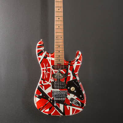 EVH Striped Series Frankenstein Frankie - Red w/Black and White Stripes image 3